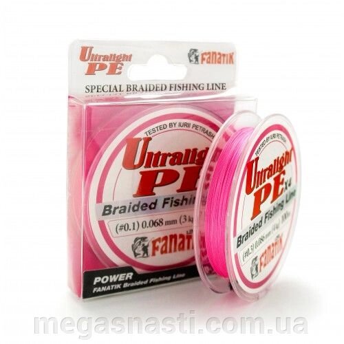 Шнур Fanatik Ultralight PE X4 Pink 100м # 0.1 / 0.068мм 3.0кг від компанії MEGASNASTI - фото 1