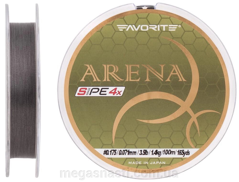 Шнур Favorite Arena PE 4x 100м # 0.175 / 0.071мм 3.5lb / 1.4кг (сіро-сталевий) від компанії MEGASNASTI - фото 1