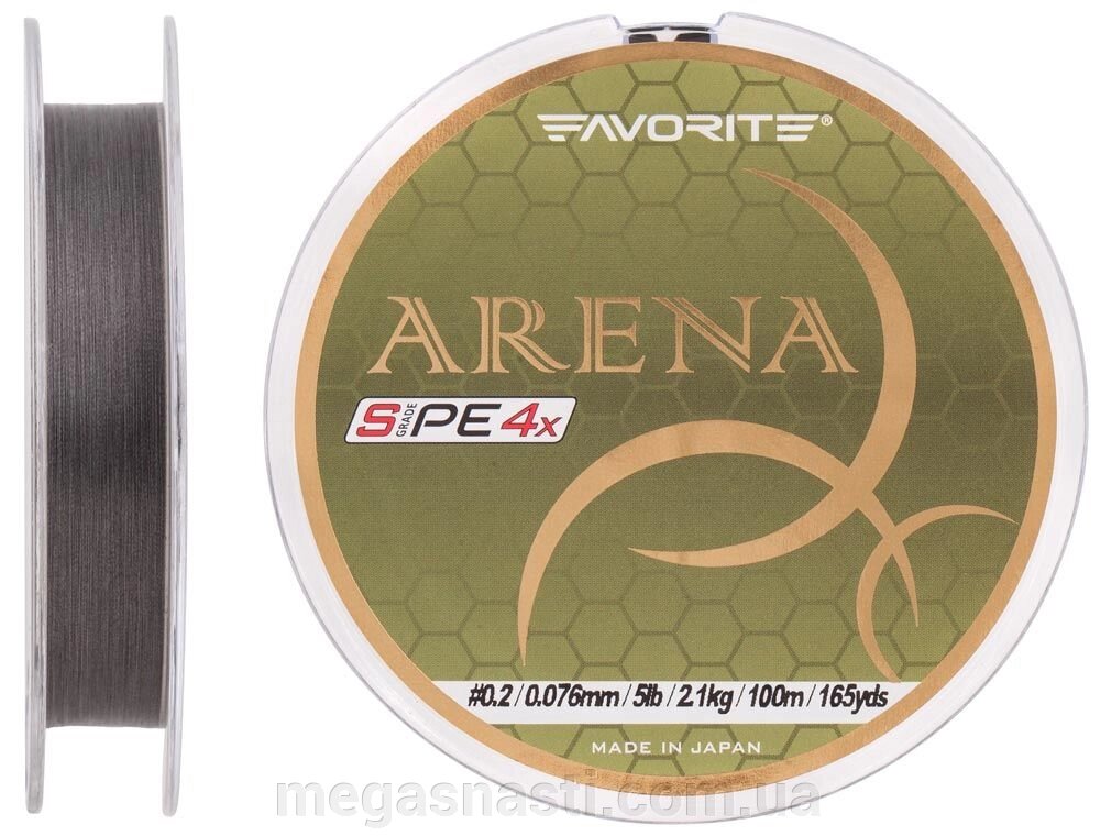 Шнур Favorite Arena PE 4x 100м # 0.2 / 0.076мм 5lb / 2.1кг (сіро-сталевий) від компанії MEGASNASTI - фото 1