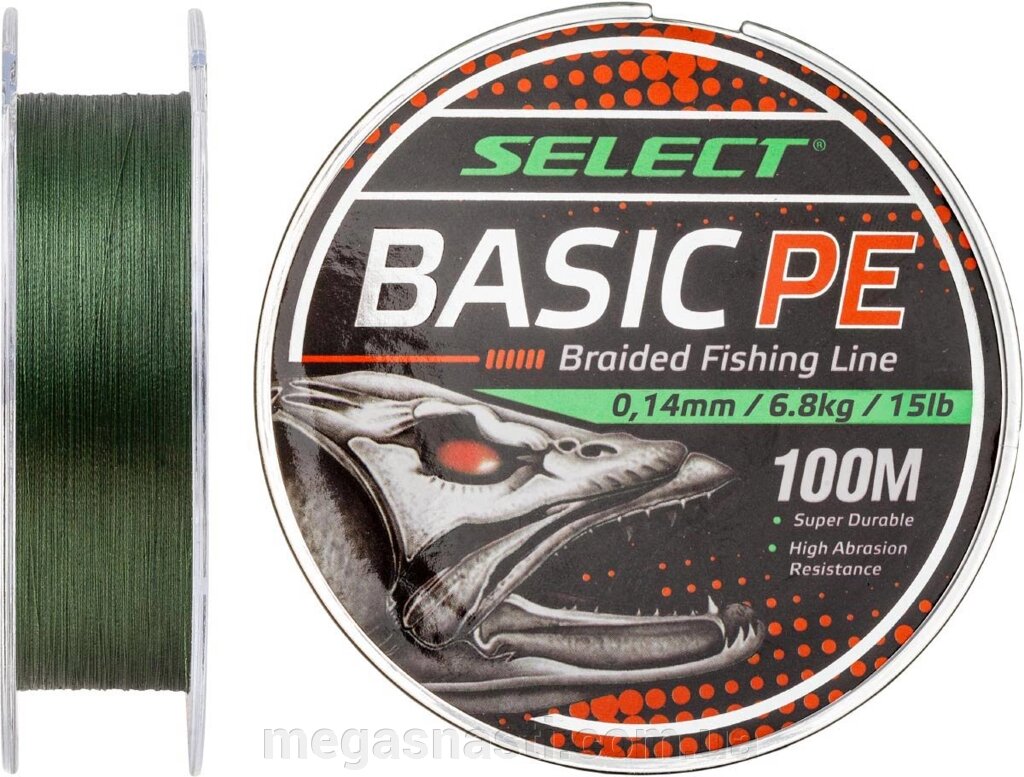 Шнур Select Basic PE 100м 0.14мм 15lb / 6.8кг (темно-зелений) від компанії MEGASNASTI - фото 1