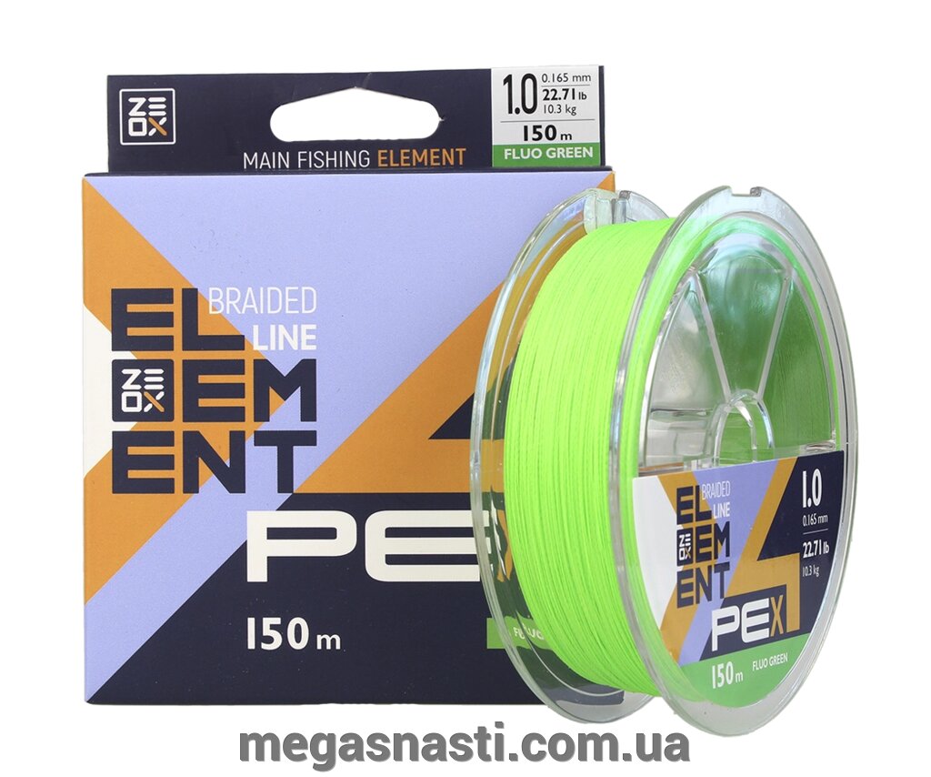 Шнур Zeox Element PE X4 Moss Fluo Green 150м #1.0/0.165мм 10.3кг від компанії MEGASNASTI - фото 1