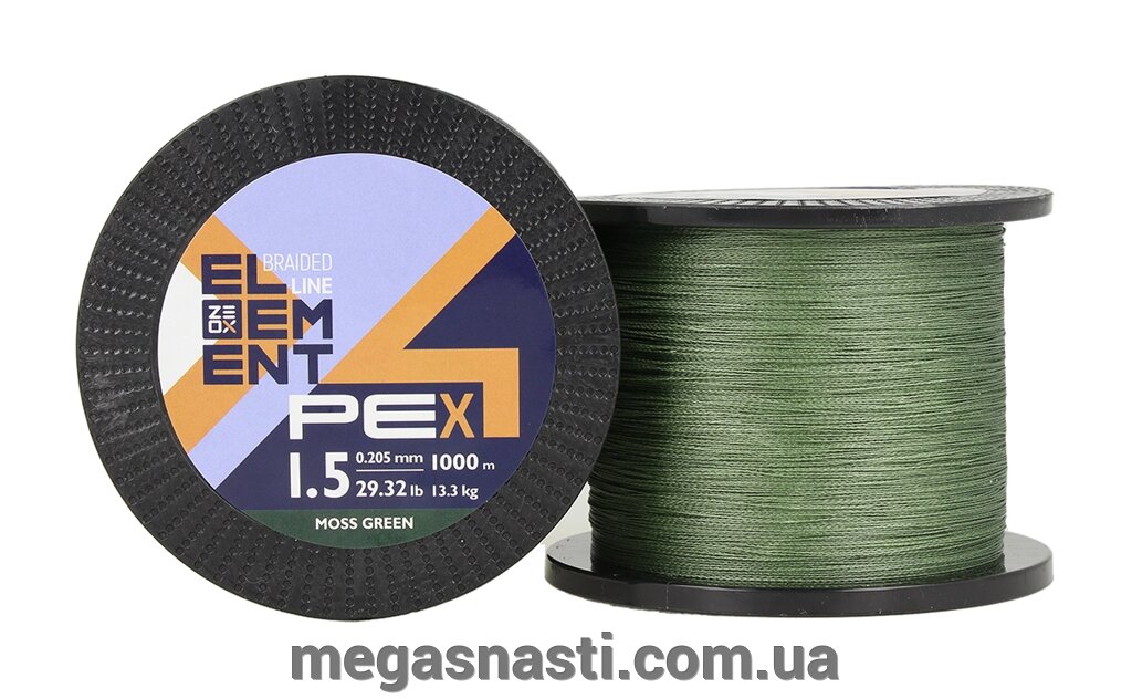 Шнур Zeox Element PE X4 Moss Green 1000м #1.5/0.205мм 13.3кг від компанії MEGASNASTI - фото 1