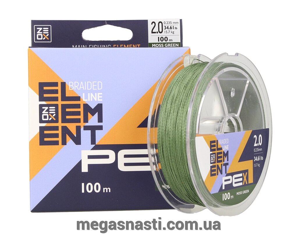 Шнур Zeox Element PE X4 Moss Green 100м #3.0/0.285мм 19.6кг від компанії MEGASNASTI - фото 1