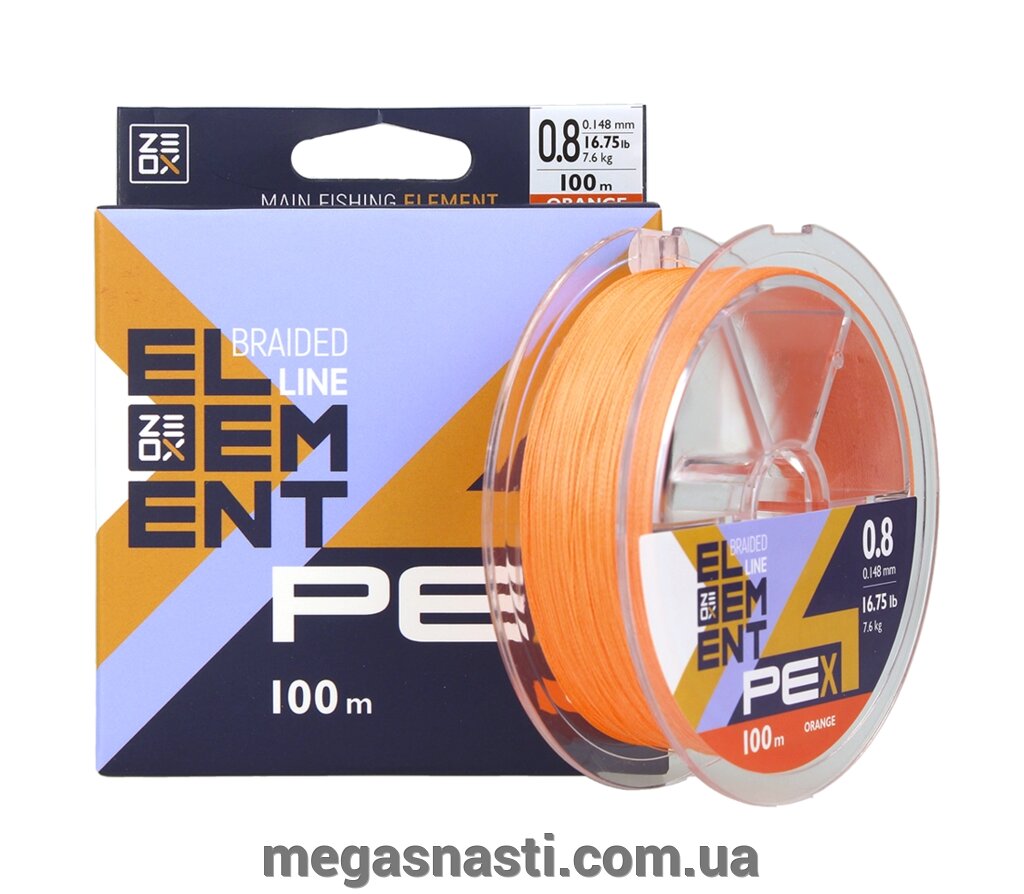 Шнур Zeox Element PE X4 Orange 100м #0.6/0.128мм 6.2кг від компанії MEGASNASTI - фото 1