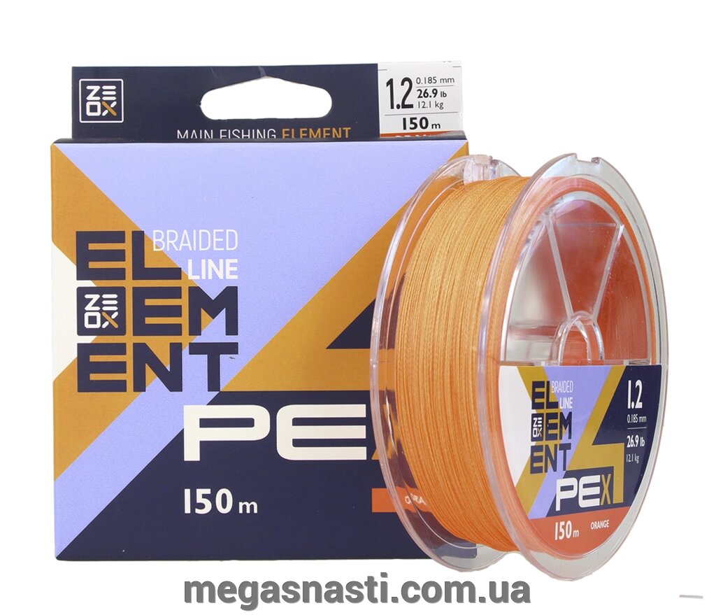 Шнур Zeox Element PE X4 Orange 150м #0.6/0.128мм 6.2кг від компанії MEGASNASTI - фото 1
