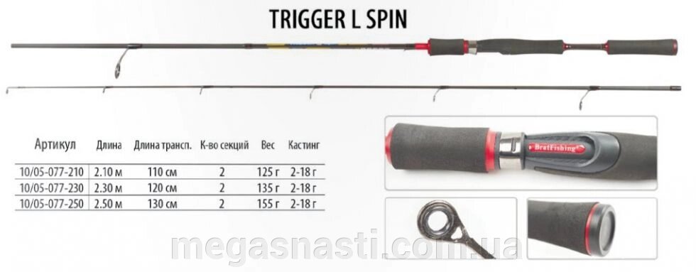 Спінінг BratFishing Trigger L Spin 2.10m (2-18g) від компанії MEGASNASTI - фото 1