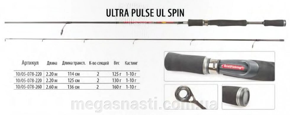 Спінінг BratFishing Ultra Pulse UL Spin 2.40m (1-10g) від компанії MEGASNASTI - фото 1
