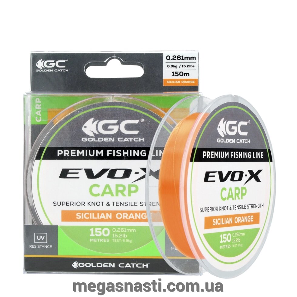 Волосінь GC Evo-X Carp 150м Sicilian 0.261мм Orange від компанії MEGASNASTI - фото 1