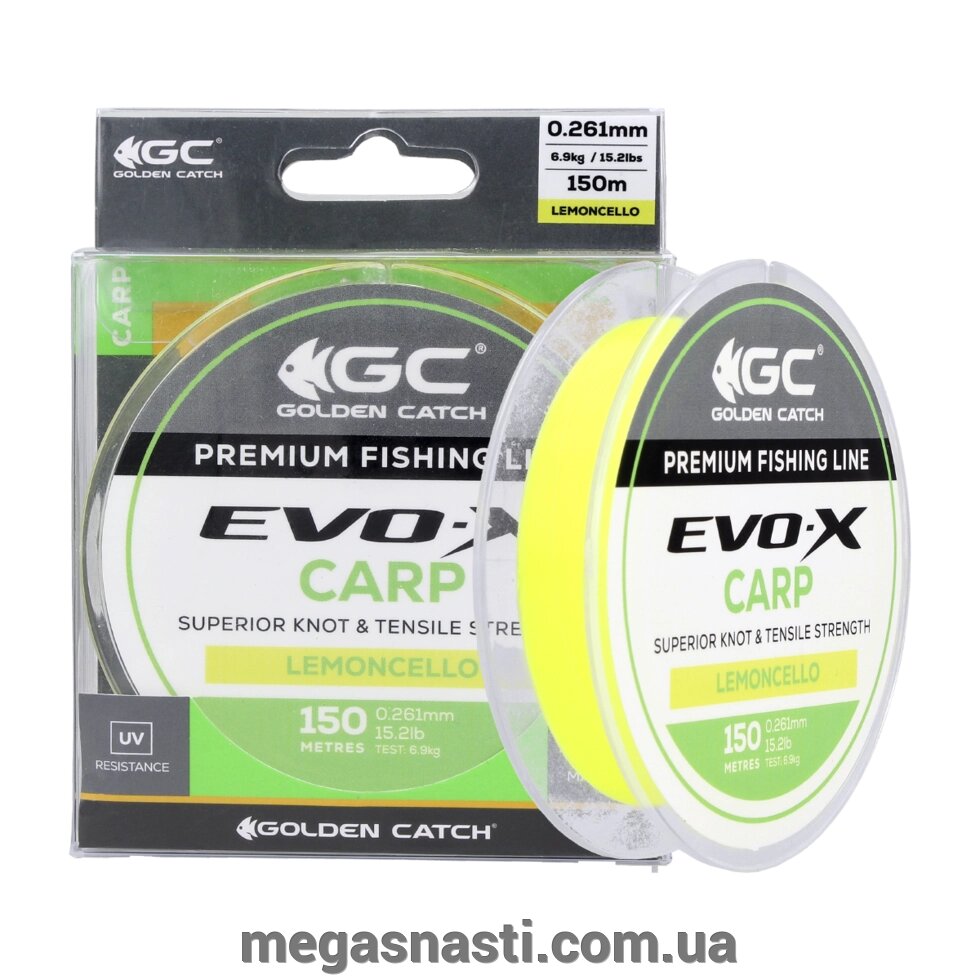 Волосінь Golden Catch Evo-X Carp 150м 0.286мм Lemoncello від компанії MEGASNASTI - фото 1