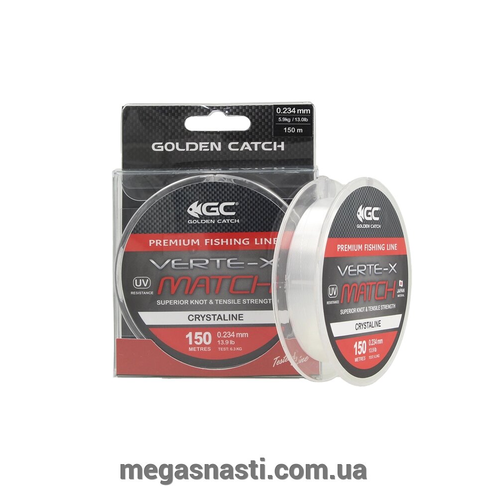 Волосінь Golden Catch Verte-X Match 150м 0.165мм Crystaline від компанії MEGASNASTI - фото 1