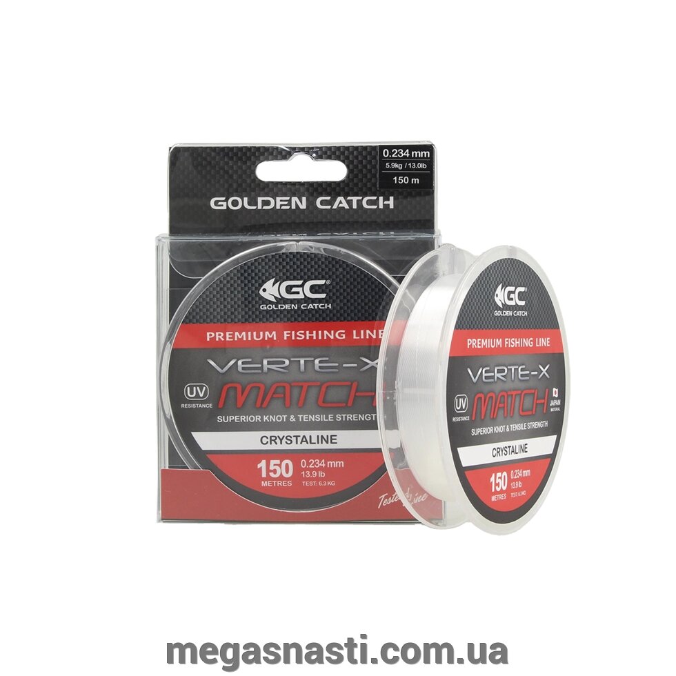 Волосінь Golden Catch Verte-X Match 150м 0.234мм Crystaline від компанії MEGASNASTI - фото 1