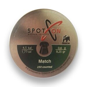 Кулі пневматичні SPOTON Match 250 шт (4,5 мм 0.6 г)