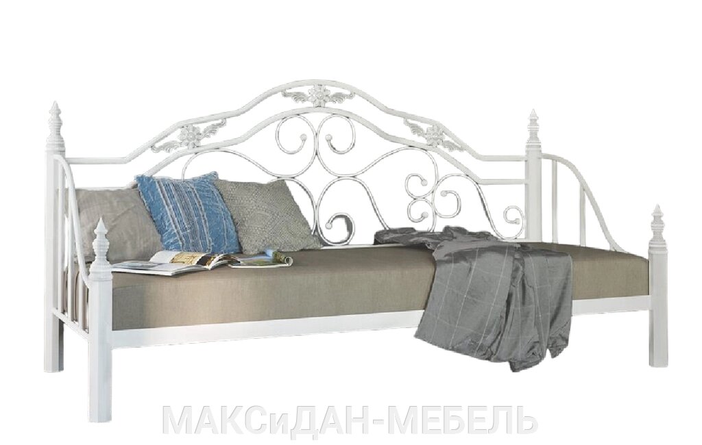 Диван-ліжко металевий на дерев'яних ніжках Леон-80 Метал-Дизайн від компанії МАКСіДАН-МЕБЛІ - фото 1