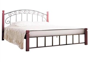 Ліжко металеве двоспальне Афіна-160 на дерев'яних ніжках Метал-Дизайн