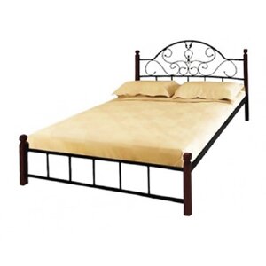 Ліжко металеве двоспальне Анжеліка-140 на дерев'яних ніжках Метал-Дизайн