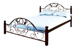 Ліжко металеве двоспальне Франческа-160 на дерев'яних ніжках Метал-Дизайн