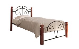 Ліжко металеве односпальне Діана-80 на дерев'яних ніжках Метал-Дизайн