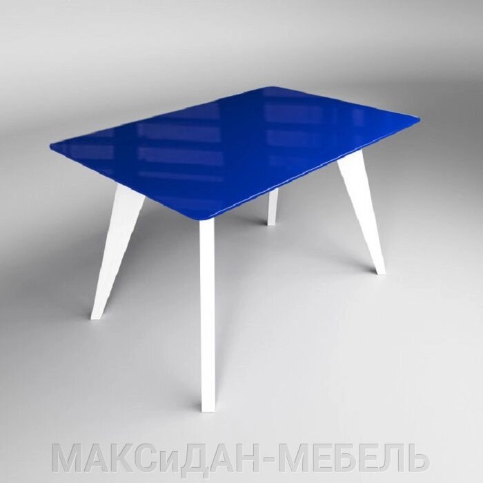 Стіл скляний Леонардо Синьо-білий 110х64 - особливості