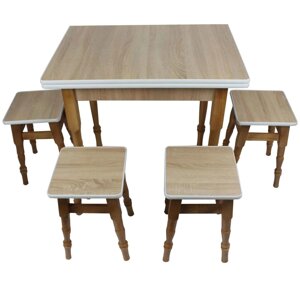 Обідня група, стіл+4 табурети на дерев'яних точених ніжках ДСП БМФ