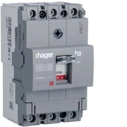 Автоматичний вимикач Hager x160, In = 100А, 3п, 18kA, Тфікс. Мфікс.