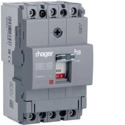 Автоматичний вимикач Hager x160, In = 63А, 3п, 18kA, Тфікс. Мфікс.