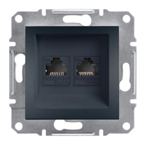 РОЗЕТКА КОМП. 2-а RJ-45 UTP кат. 5e Asfora EPH4400171 Антрацит