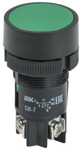 Кнопка SВ-7 "Пуск" зелена 1з + 1р D22мм / 240B IEK