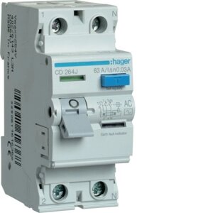 Дифреле 2-п Hager CD264J AC-63 / 0,03А