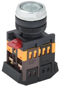 Кнопка ABLFS-22 біла d22мм неон/240В 1з+1р IEK