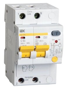 Діфавтомат 2-п ІЕК тип АC 4,5kA АТ 12 C 10 / 0,03А MAD10-2-010-C-030
