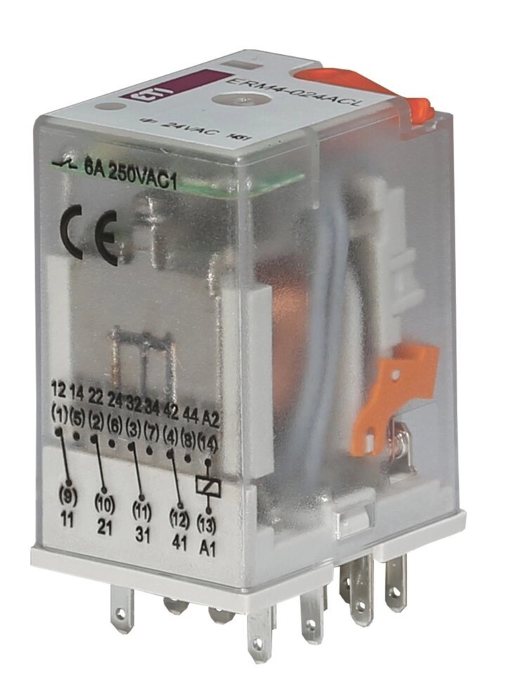 Реле електромеханічне ERM4-024ACL 4 перекидних контакту з індикацією від компанії Спеціалізований магазин ДП "КАПРО-ДНІПРО" - фото 1