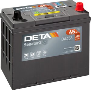 Акумулятор автомобільний DETA Senator 3 6ст-45 А/год JR+ DA 456