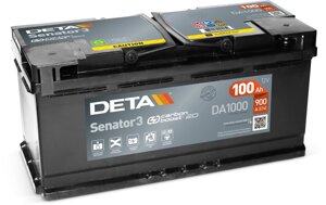 Акумулятор автомобільний DETA senator3 6ст-100 а / ч R + DA1000 carbon boost2.0