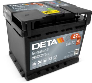 Акумулятор автомобільний DETA senator3 6ст-47 а / ч R + DA472 carbon boost2.0