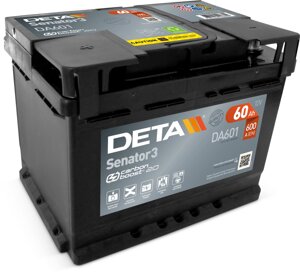 Акумулятор автомобільний DETA senator3 6ст-60 а / ч L + DA601 carbon boost2.0