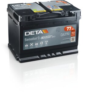 Акумулятор автомобільний DETA senator3 6ст-77 а / ч R + DA770 carbon boost2.0