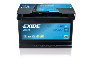 Акумулятор автомобільний EXIDE AGM 6СТ-62 А / Ч R + EK620 Start & Stop