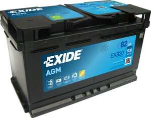 Акумулятор автомобільний EXIDE AGM 6СТ-82 А / Ч R + EK820 Start & Stop