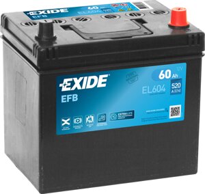 Акумулятор автомобільний EXIDE EFB 6СТ-60 А / Ч R + EL604 Start & Stop