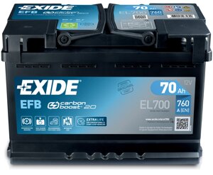 Акумулятор автомобільний EXIDE EFB 6СТ-70 А / Ч R + EL700 Start & Stop