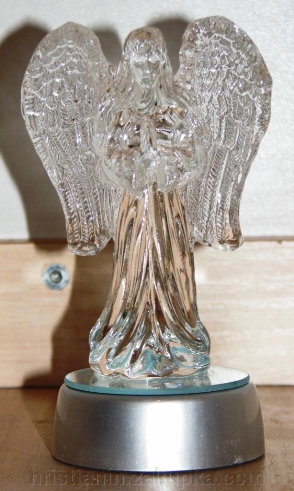 Ангел скляний з світловий підставкою від компанії ІНТЕРНЕТ МАГАЗИН "ХРИСТИЯНИН" церковне начиння - фото 1