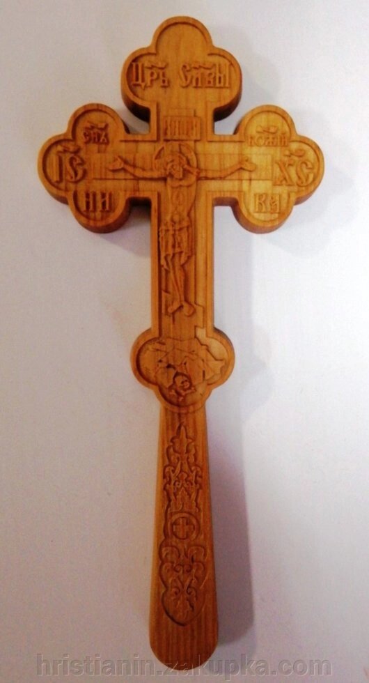 Хрест дерев'яний постригальний / похоронний, фігурний 8х22 см від компанії ІНТЕРНЕТ МАГАЗИН "ХРИСТИЯНИН" церковне начиння - фото 1