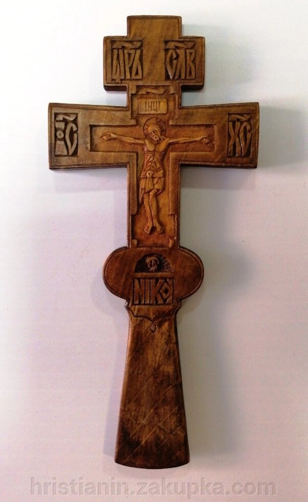 Хрест дерев'яний пострігальний / похоронний, восьмикутний візантійський 10х22 см. від компанії ІНТЕРНЕТ МАГАЗИН "ХРИСТИЯНИН" церковне начиння - фото 1