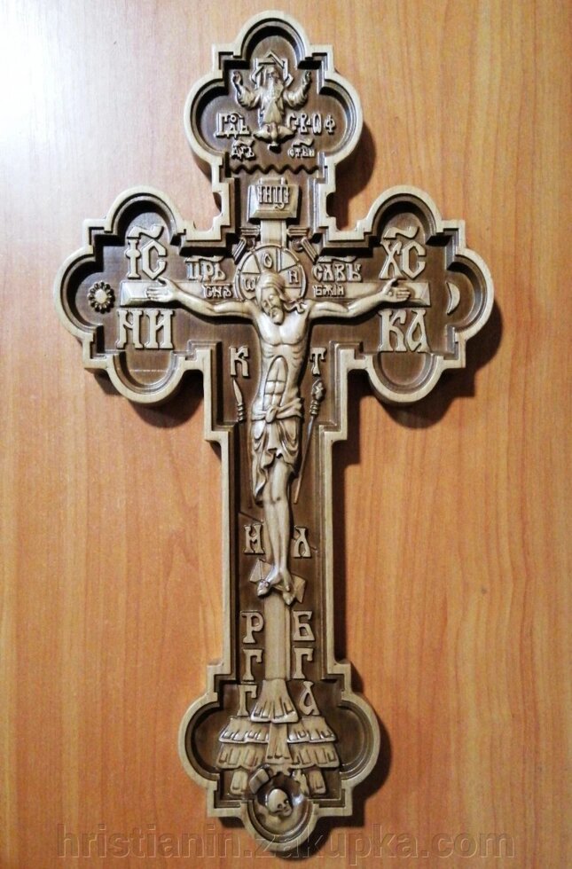 Хрест дерев'яний різьблений, напрестольний / келійний, восьмикутний 16х32 см. від компанії ІНТЕРНЕТ МАГАЗИН "ХРИСТИЯНИН" церковне начиння - фото 1