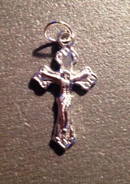 Хрест металевий натільний (№6), білий, поштучно від компанії ІНТЕРНЕТ МАГАЗИН "ХРИСТИЯНИН" церковне начиння - фото 1