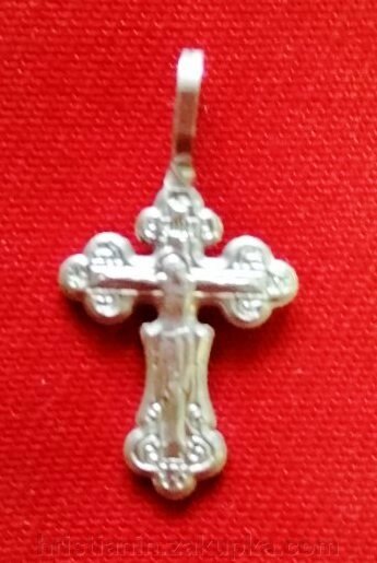 Хрест металевий натільний з вушком білий, поштучно від компанії ІНТЕРНЕТ МАГАЗИН "ХРИСТИЯНИН" церковне начиння - фото 1