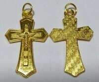 Хрест металевий Натільний жовтий (№013), в упаковці 10 штук від компанії ІНТЕРНЕТ МАГАЗИН "ХРИСТИЯНИН" церковне начиння - фото 1