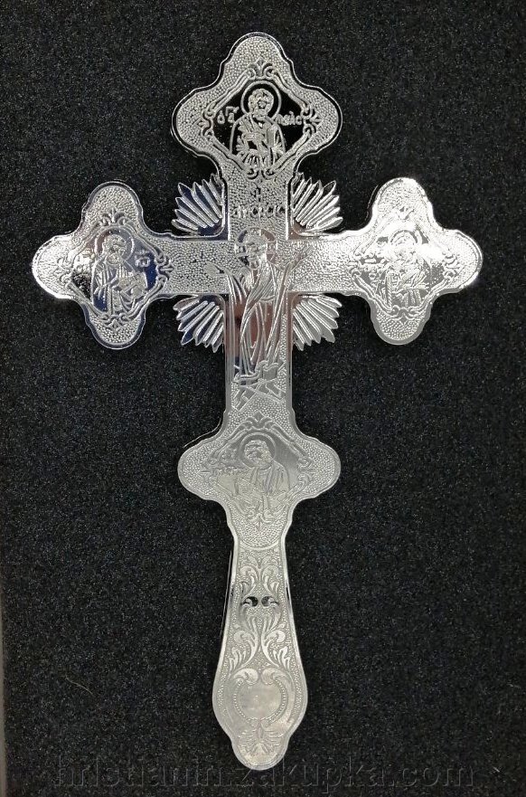 Хрест напрестольний металевий 16х28 см. двосторонній від компанії ІНТЕРНЕТ МАГАЗИН "ХРИСТИЯНИН" церковне начиння - фото 1