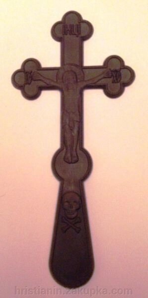 Хрест похоронний в руки чорний з чорним розп'яттям від компанії ІНТЕРНЕТ МАГАЗИН "ХРИСТИЯНИН" церковне начиння - фото 1