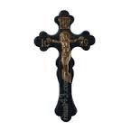 Хрест похоронний в руки, чорний з золотим розп'яттям від компанії ІНТЕРНЕТ МАГАЗИН "ХРИСТИЯНИН" церковне начиння - фото 1